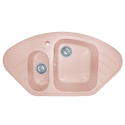 Granfest Мойка кухонная Corner GF-C960E Светло-розовый угловая – фотография-1